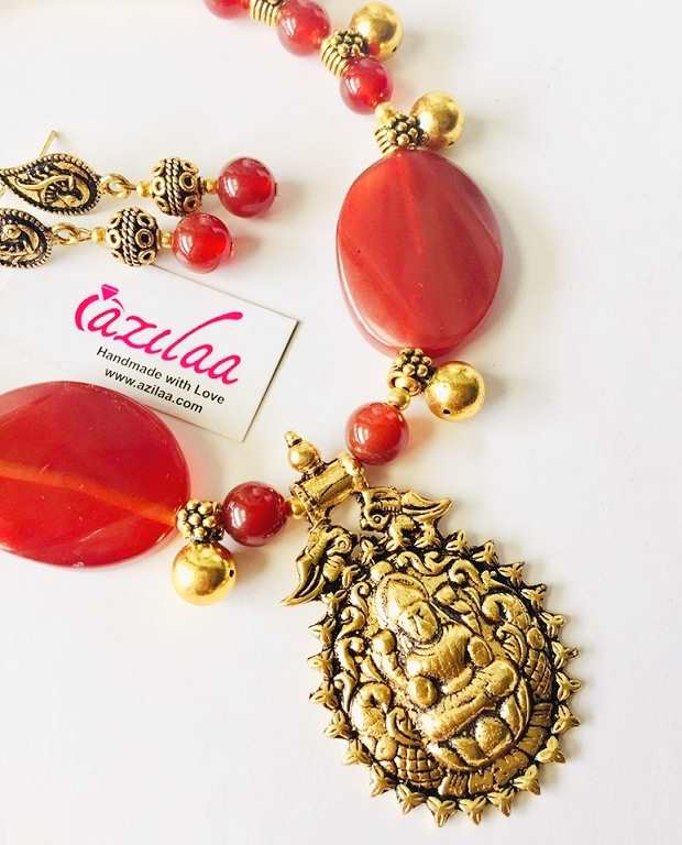 Goddess Laxmi antique Gold Statement handmade necklace set