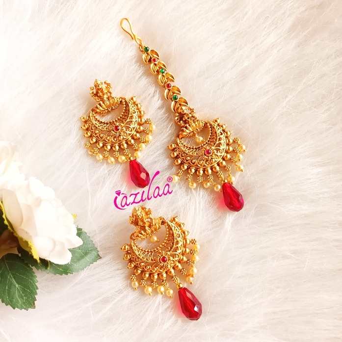 Goddess bridal gold tone Maang tikka set
