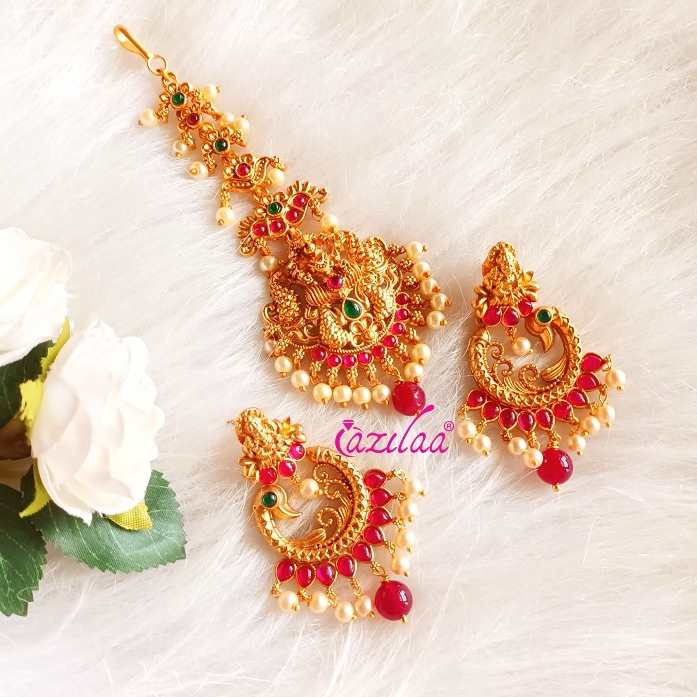 Goddess bridal gold tone Maang tikka set