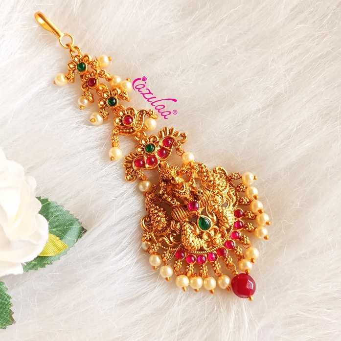 Goddess bridal gold tone Maang tikka set