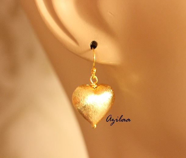 Golden Heart earrings handmade Earrings