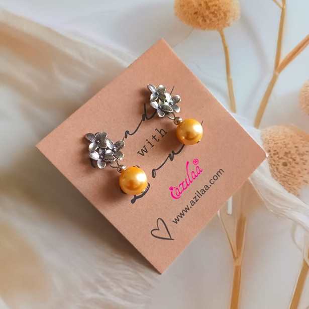 Golden Pearl stud dangler earrings