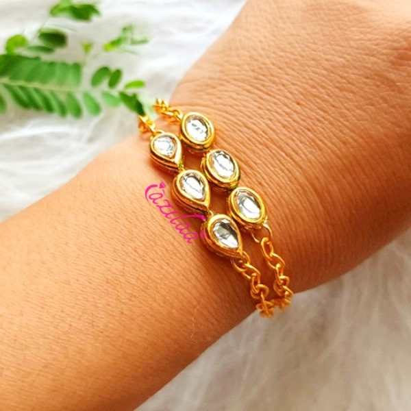 Golden Polki chain bracelets set 2 Pc
