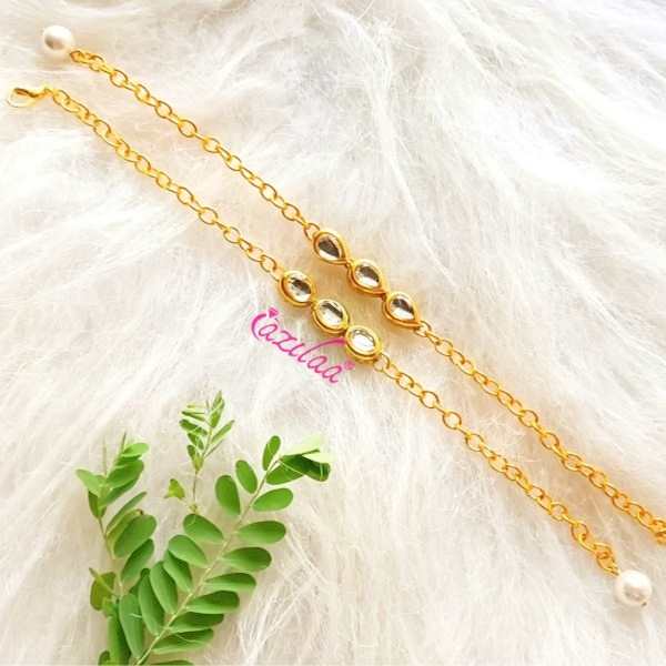 Golden Polki chain bracelets set 2 Pc