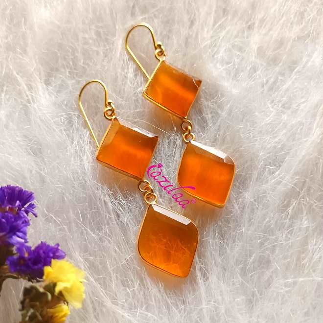 Golden geometric sunny drop dangler party earrings