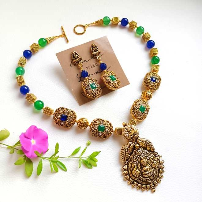 Golden goddess multi gemstone necklace set