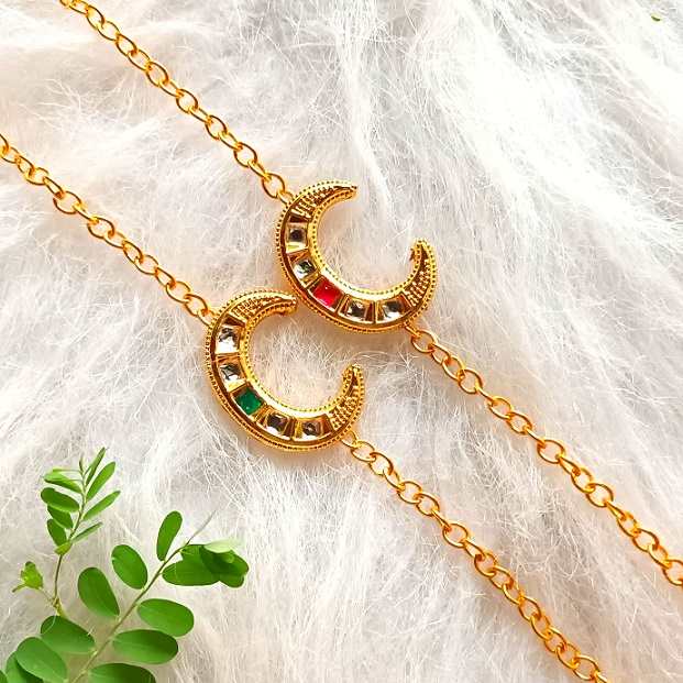 Golden moon C chain bracelets Rakhi set 2