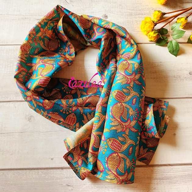 Gorgeous Blue Tusser silk scarf 