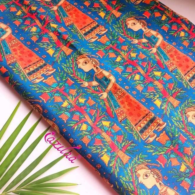 Gorgeous Blue Tusser silk scarf 