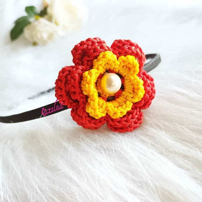 Gorgeous Large Red handmade crochet flower headband