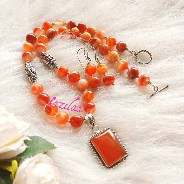 Gorgeous agate gemstone handmade necklace set