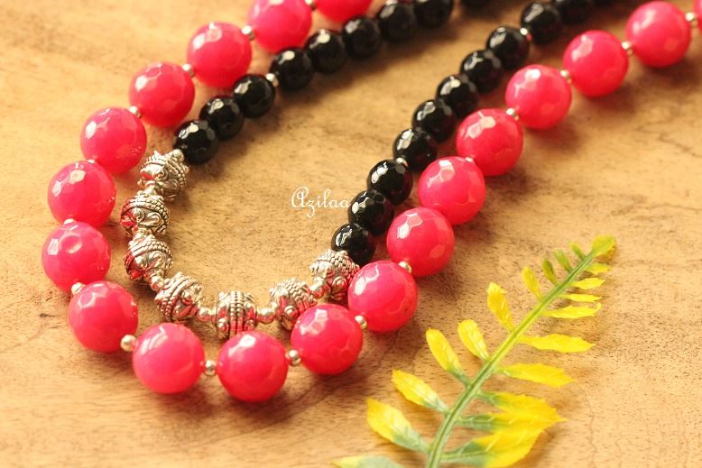 Gorgeous pinkish red gemstone beaded handmade Necklace set