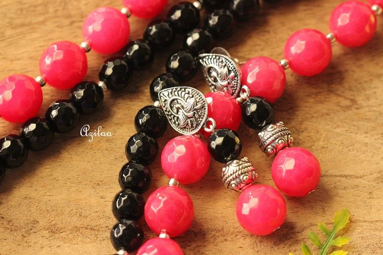 Gorgeous pinkish red gemstone beaded handmade Necklace set
