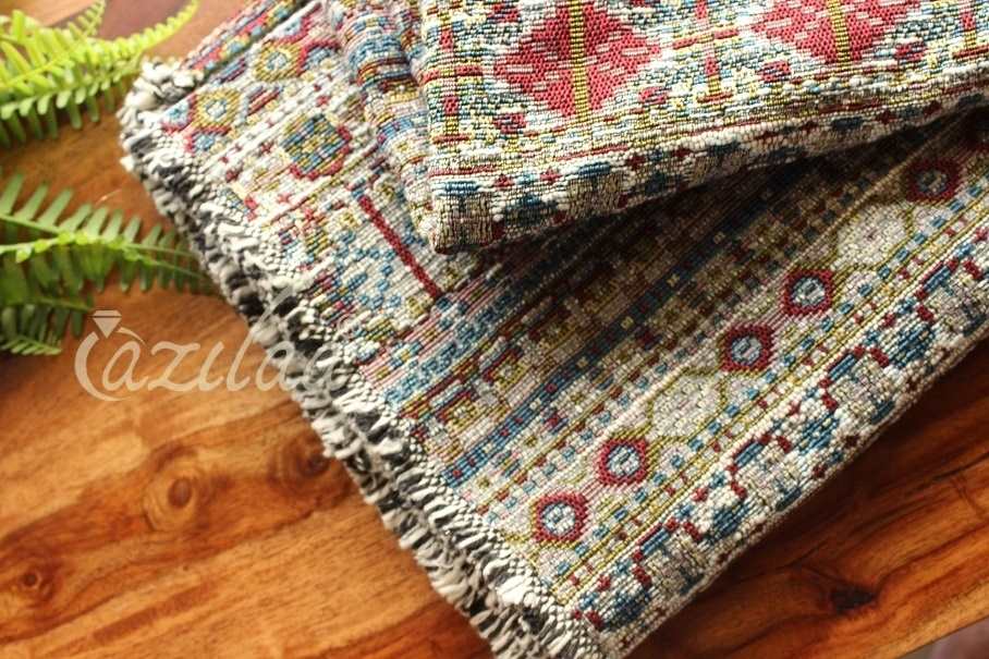 Gray maroon handloom handmade runner 1