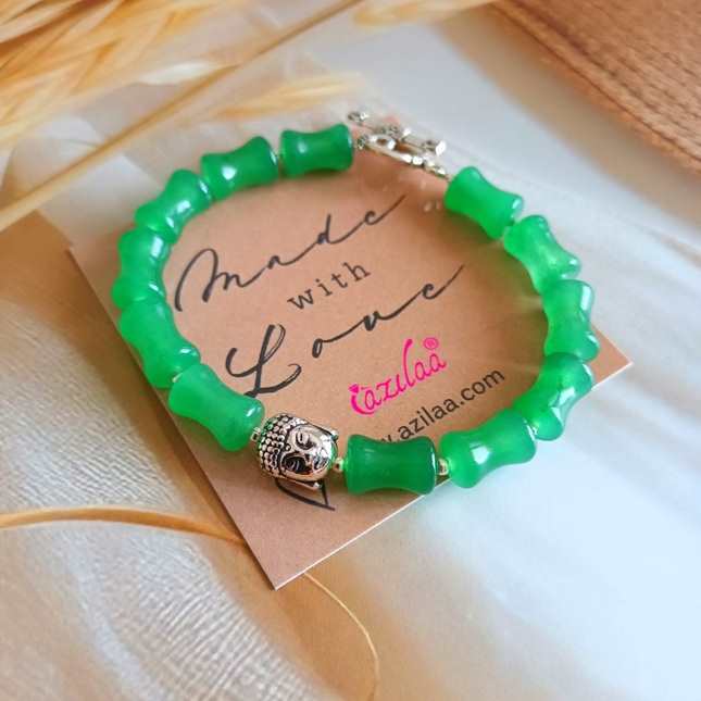 Green  Aventurine buddha beaded gemstone bracelet