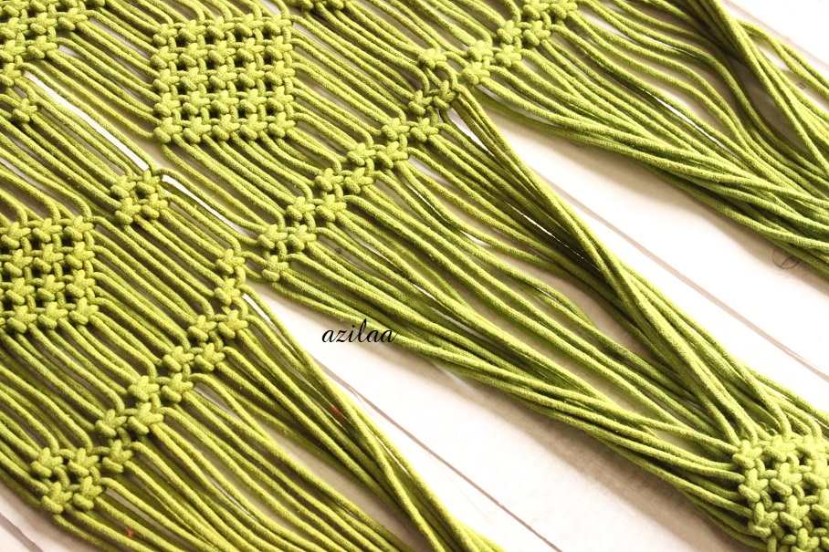 Green ECO friendly boho cotton macrame handmade plant hanger 1pc