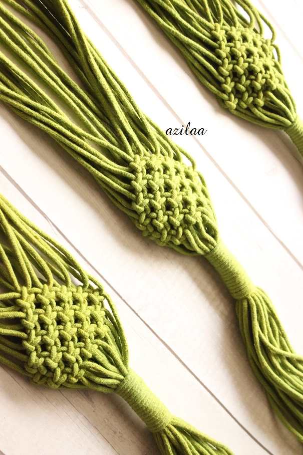 Green ECO friendly boho cotton macrame handmade plant hanger 1pc