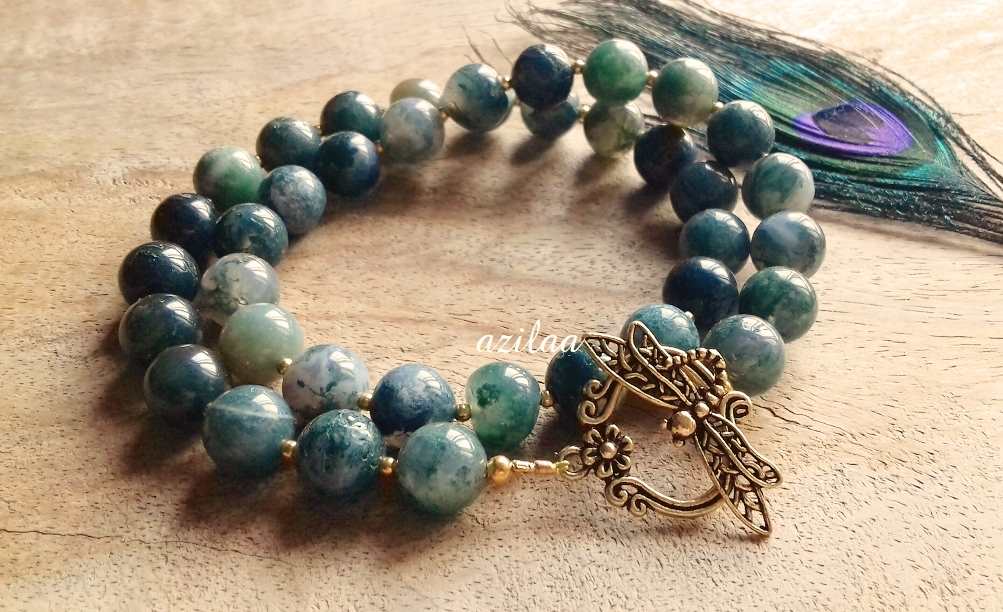 Green Moss agate healing gemstone beaded Necklace 