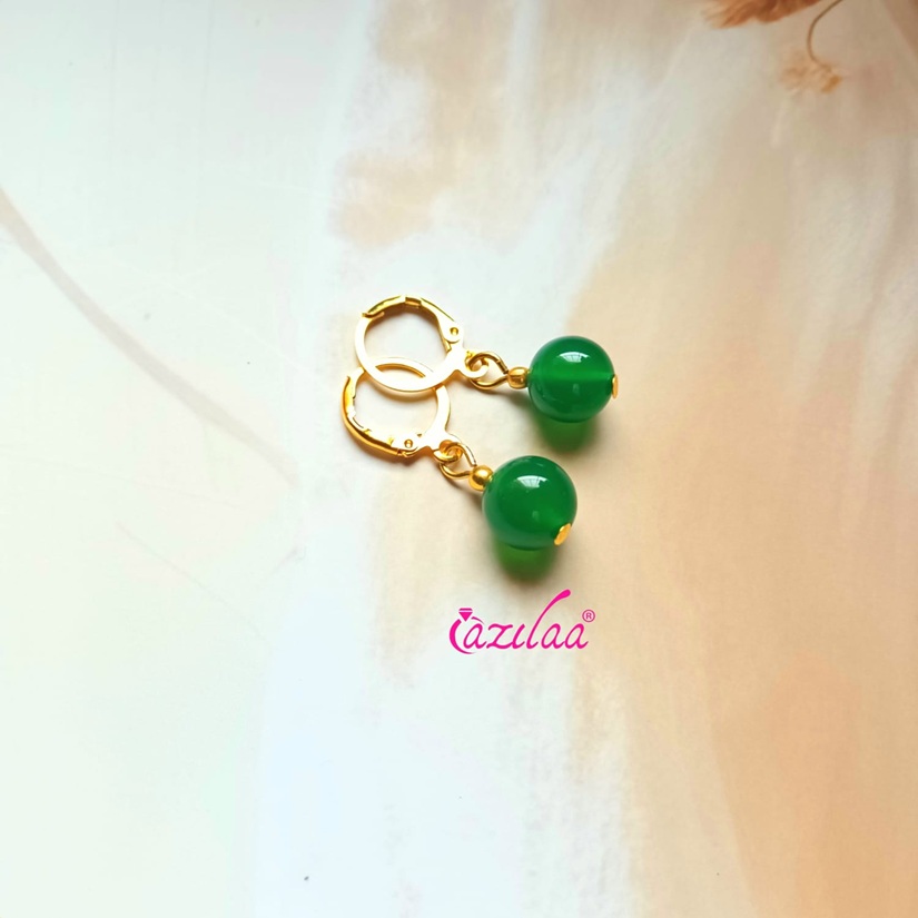 Green onyx antique golden bracelet earring gemstone beaded set