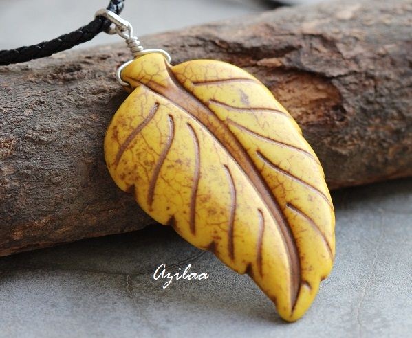 Leaf pendant necklace, Gemstone pendant necklace for women