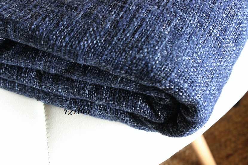 Handloom Blue color soft woven throw blanket