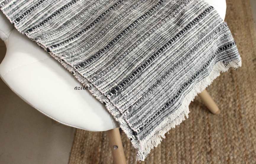 Handloom grey and black woven throw blanket