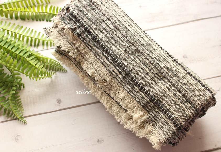 Handloom grey and black woven throw blanket