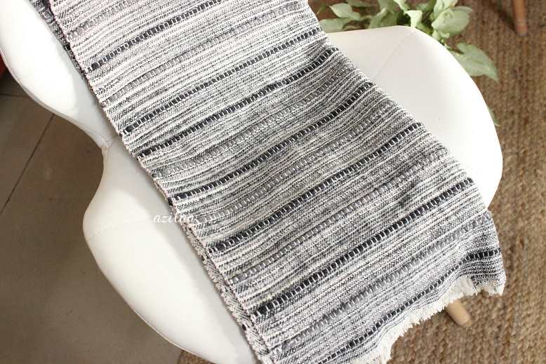 Handloom grey and black woven throw blanket