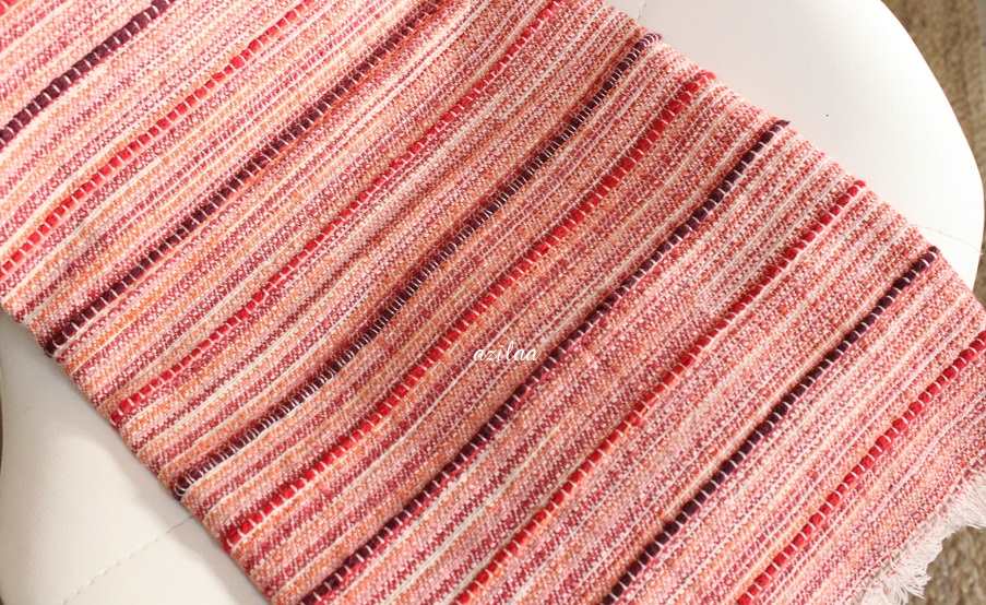 Handloom rust red cream woven throw blanket