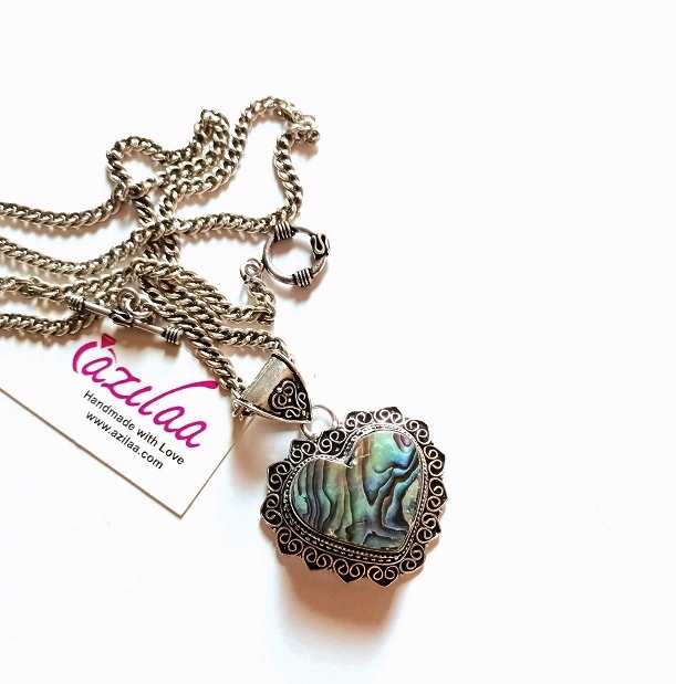 Heart design shell handmade pendant chain necklace 