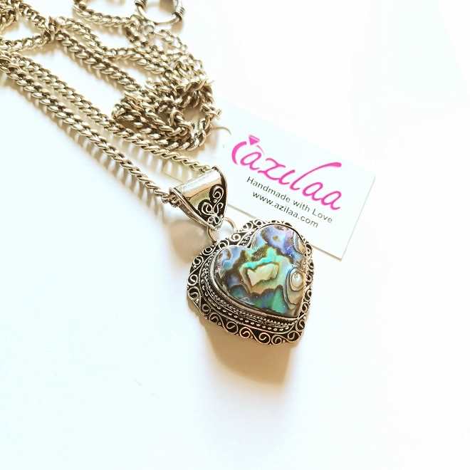 Heart design shell handmade pendant chain necklace 