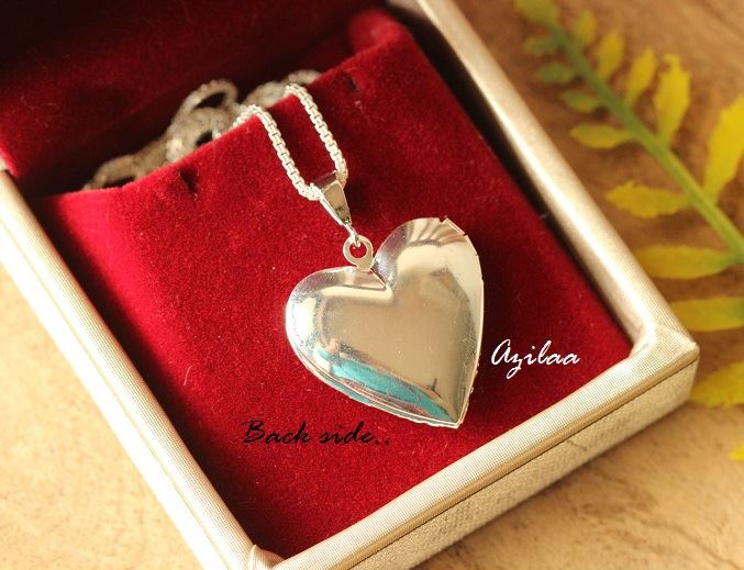 Valentines Heart locket pendant silver necklace