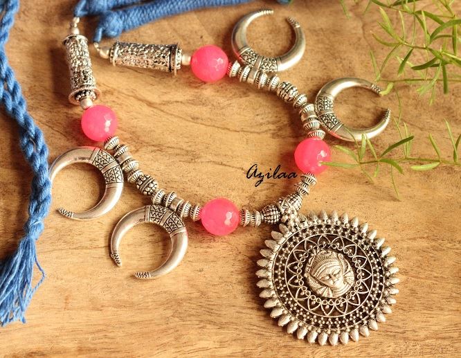 Hot pink Statement artisan handmade necklace 