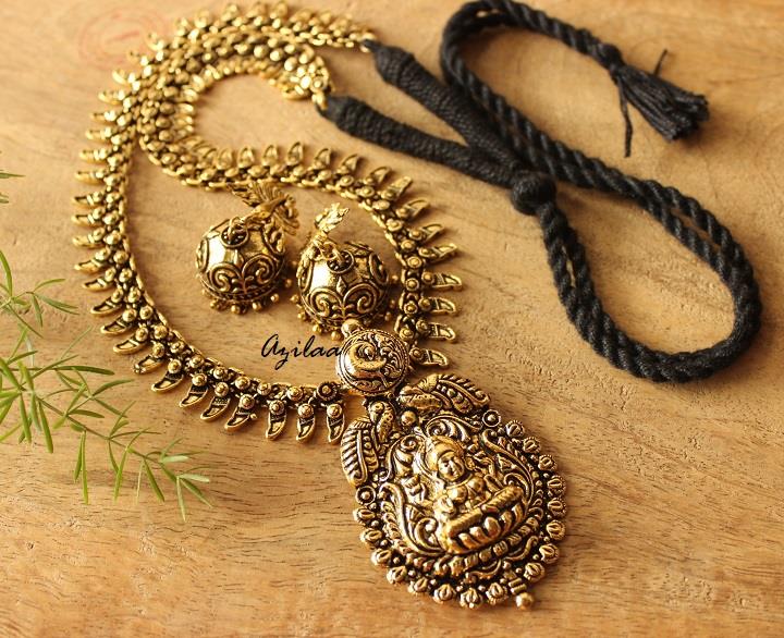 Indu Goddess antique gold necklace set