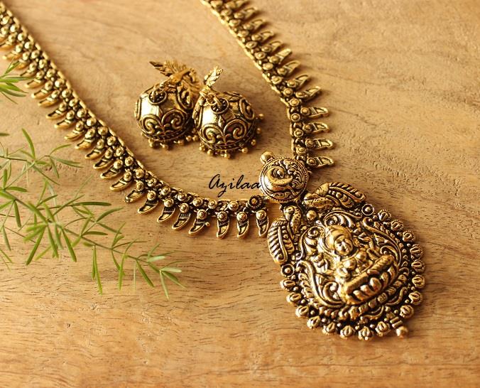 Indu Goddess antique gold necklace set