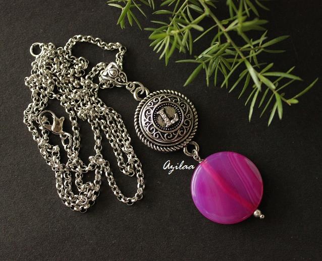 L intial CZ Gemstone charm pendant silver necklace