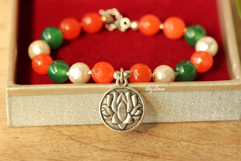 LOTUS charm gemstone beaded handmade bracelet