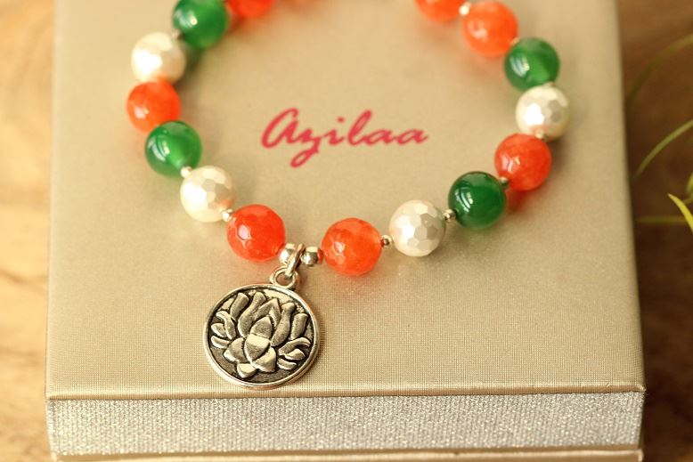 LOTUS charm gemstone beaded handmade bracelet