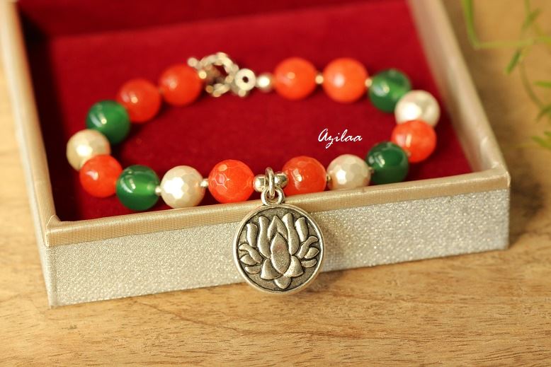 LOTUS charm gemstone beaded handmade bracelet