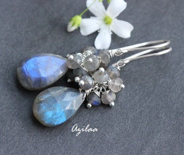 Labradorite gemstone beaded earrings 