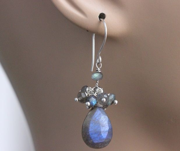 Labradorite gemstone beaded earrings 