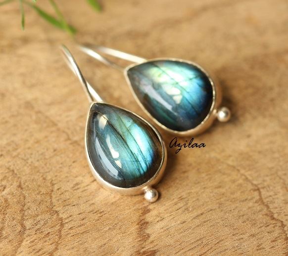 Labradorite gemstone sterling silver handmade earrings