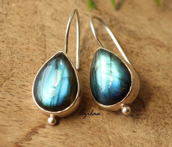 Labradorite gemstone sterling silver handmade earrings