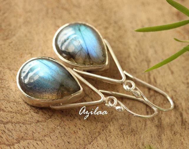 Labradorite gemstone sterling silver handmade earrings