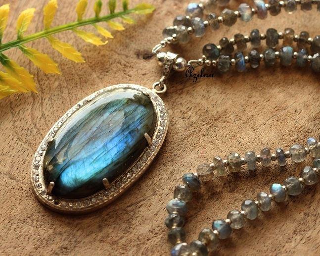 Labradorite pendant gemstone sterling silver Necklace