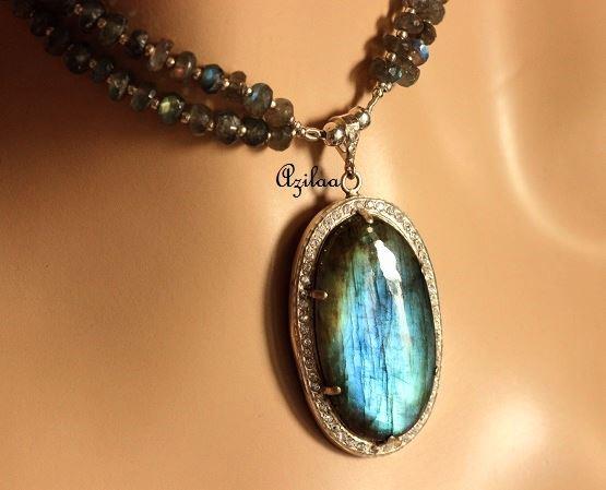 Labradorite pendant gemstone sterling silver Necklace