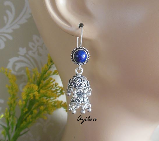 Lapis Lazuli Ethnic Artisan sterling silver Earrings