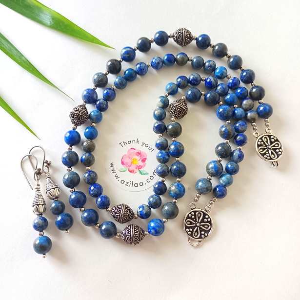 Lapis Lazuli gemstone layered handmade necklace set