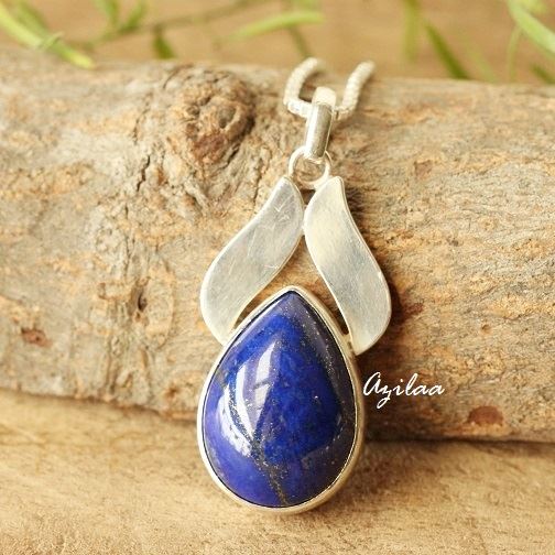 Lapis Lazuli gemstone sterling silver pendant handmade