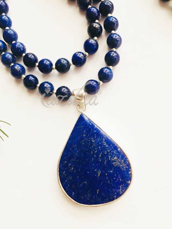 Lapis Lazuli gemstone sterling silver  pendant handmade necklace